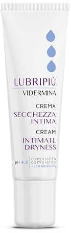 Vidermina Lubripiù Crema Intima 30 ml – pH 4.5 – Idratante Lenitiva e Protettiva per Secchezza Intima – Con Acido Ialuronico e Attivi Vegetali – Ipoallergenica e Compatibile Profilattico