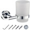 JASSFERRY Wall Mounted Toothbrush Holder Frosted Glass Tumbler Tooth Brush Holder Bathroom Toothpaste Round Cup Set Chrome