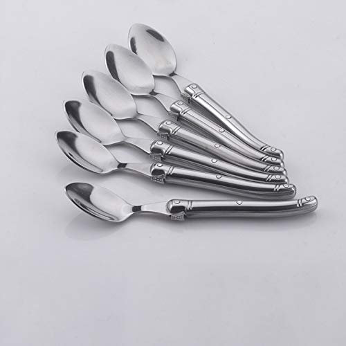 6 ‚‘ 15cm Laguiole Design Edelstahl Teelöffel hohlen Griff Mini Kaffeelöffel Klein Dessert Tee Löffel Silber Geschirr Set (Color : 10 Pieces)
