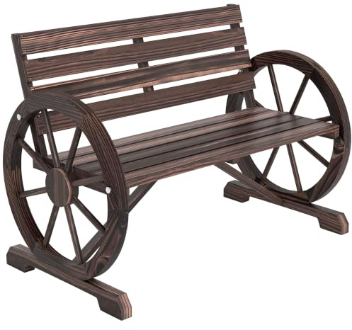 Outsunny Banc de Jardin 3 Places Charge 250kg 105,5x59x75cm Carbonisation