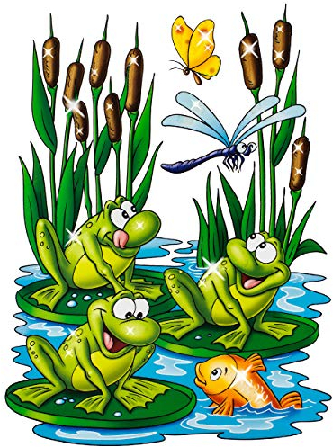 alles-meine.de GmbH Glitzer - Fensterbild Motivwahl Frösche & Fische im Wasser - statisch haftend - selbstklebend + wiederverwendbar - Set Sticker Fenstersticker Aufkleber - ..