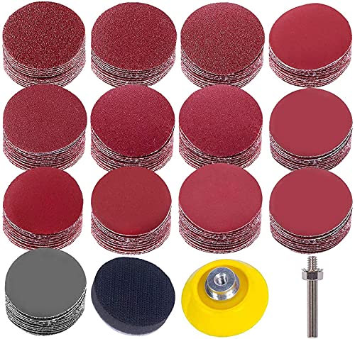 Sanding Discs Pad Kit,50 mm 80-3000 Grit Sandpapers,Uspacific Backer Plate 1/4 Shank Sponge Cushions for Drill Grinder Rotary Tools(130 pcs)