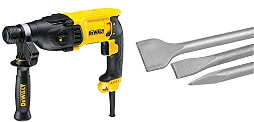 Dewalt D25133K-GB SDS Plus 3 Mode Hammer Drill, 26mm Ø, 240V, 33.5cm x 21cm x 7.5cm & SDS-Plus Chisel Set (DT60330); SDS-Tool Holder (with Transport Box)