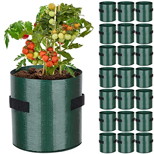E-KNOW 22 Pack 2 Gallon Plant Grow Bags, Vegetable/Flower/Plant Grow Bags, Fabric Plant Planter Pots for Outdoor Planting, with Handles