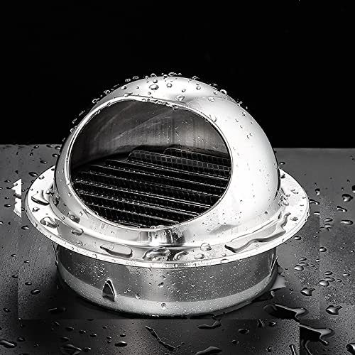 Rejilla de ventilación de acero inoxidable, 120 mm, acero inoxidable, rejilla de ventilación, protección contra la intemperie, cubierta redonda para campana extractora de cocina (120 mm)