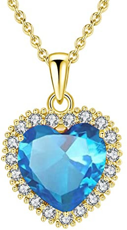 VONSSY Collier de pierres précieuses avec pendentif coeur classique | Collier Pierre de Naissance Cristal| Chaîne Plaquée Or Platine 18K | Cadeau de bijoux significatif vintage