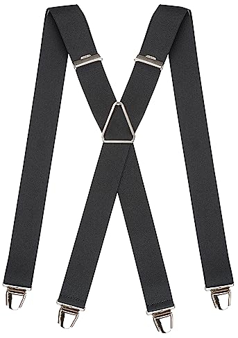 Pierrot Hosenträger für Herren Breit Made in Germany/France - Ultrastarker Gummizug & 4 Extra Starke X-Clips - Verstellbare Länge bis zu 130cm - Garantie auf Lebenszeit