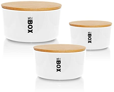 Lashuma luftdichte Aufbewahrungsboxen Lebensmittel, 3er Keksdosen Set weiß in verschiedenen Größen