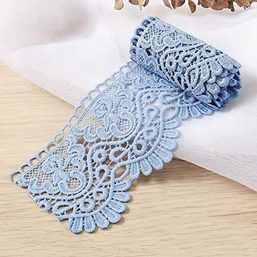 3 Yard 10cm Breite Milchseide Vintage Spitzenborte Spitzenband Spitzenbordüre Stickerei Dekoband Zierband Spitze Blumenband Borte für Nähen Handwerk Dessous Hochzeitskleid Hochzeit Haus Deko,Blau