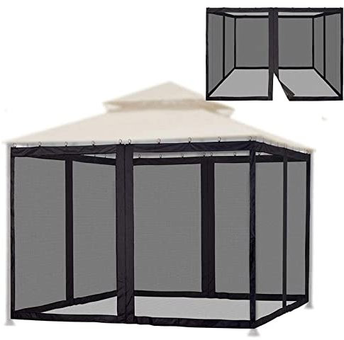 Tanant Moskitonetz mit Reißverschluss für Universal Outdoor 10x11.8'' Zelt, DIY Vorhang Stil Baldachin Wände für Terrasse Pavillon (nur Moskitonetz, schwarzes Pavillon, Moskitonetz,10x11.8'')