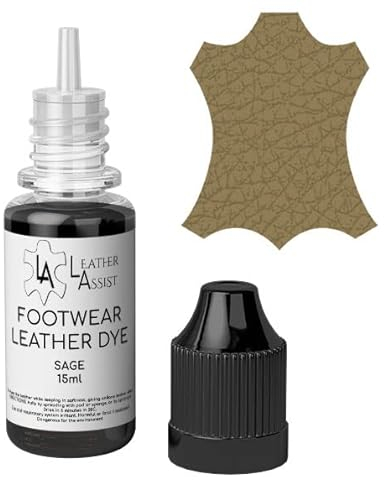 Leather Assist Tinte para cuero para calzado, reparación de color de pintura, zapatos de cuero, botas de cuero, mocasines, zapatillas (salvia)