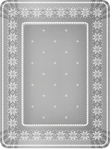1 Unidad - Bandeja Desechable Rectangular Cartón 25 x 34 cm con Temática Navideña con Bordado Plata. Bandeja Cartón Biodegradables Navidad, 100% Reciclables. Perfecto para Celebraciones y Eventos.