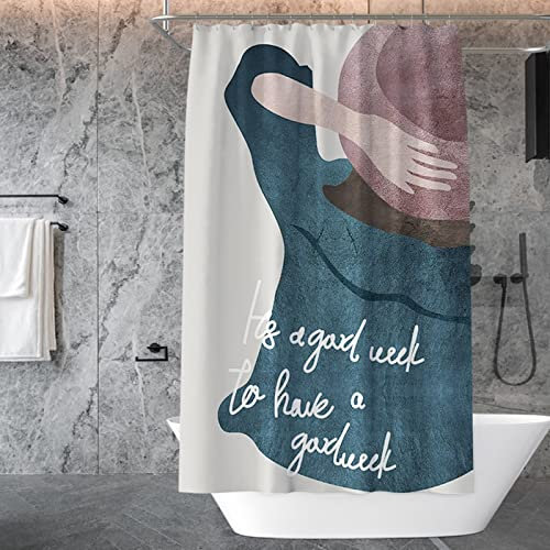 Aotiwe Duschvorhang Über Eck, Badewanne Duschvorhang Zeichentrickfigur Morandi Farbe Polyester 180X180cm