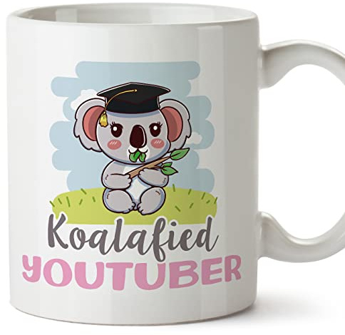 MUGFFINS Youtuber Woman Mug - in English - Koalafied - Funny Gift for Colleagues - Ceramic 11oz Mug