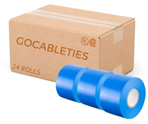 Gocableties Blue Wide Electrical Tape, 50mm x 33m, 2 Strong Self-Adhesive PVC Insulation Tape for Insulating, Repairing and Protecting Electrical Wires, 24 Rolls
