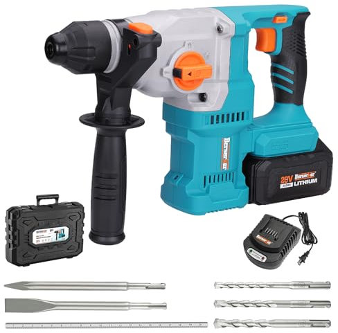 Berserker 20V Cordless 1-1/8 Rotary Hammer Drill SDS-Plus Brushless Motor with Safety Clutch, 4.0Ah Lithium-Ion Battery Powered, 3.0A Fast Charger, 4 Modes Variable Speed Rotomartillo for Concrete