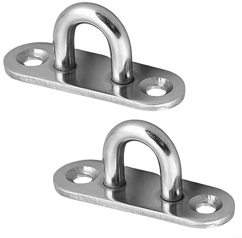for HPLIVE 2× Heavy Duty Stainless Steel Hook Mount Ceiling Fan Chandel Ceiling Hanging Kit Oval Open Hooks Pad Eye Plate Anchor Screw Wall Mount Hook