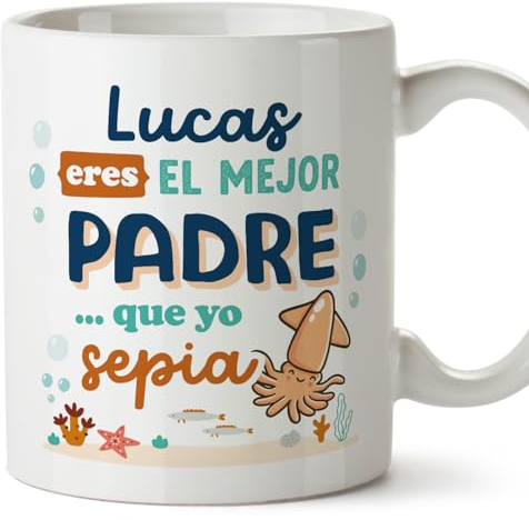 MUGFFINS Tazas Personalizadas para PADRE/PAPÁ - En Español - Mejor que yo Sepia - 11 oz / 330 ml - Regalo personalizable original y divertido