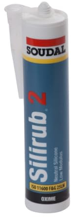 Soudal Silirub 2 Silicone Sealant Seal Neutral Low Modulus Window Glass Very Fast Skinning and Final Cure - Suitable for Glazing and Joints Works - 300ml (Teak)