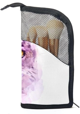 Reisekosmetiktasche,Schminktasche klein,Lila Eulen Vogel Tier Muster