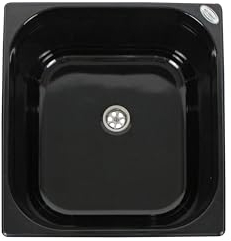 Edelstahl Spülbecken Design Dunkel Camping Spüle Waschbecken Wohnmobil Caravan + Ablauf 325x265x65 mm (ad-ideen)
