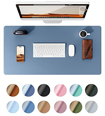 YSAGi Schreibtischunterlage 90x43cm, Premium Leder Mauspad XXL, Rutschfeste Tischunterlage Schreibunterlage, Multifunktionales Office Mousepad Schreibtisch Zubehör für Büro & Homeoffice (Meeresblau)