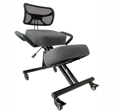 BLACK POINT Ergonomischer Kniestuhl aus Öko-Leder O'KNEEL für Zuhause und Büro (Enthalten ist EIN Grauer Leinenbezug) bürostuhl ergonomisch
