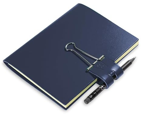 A7 Mind-Papers, revolutionäres X17-Karteikarten-Lernkarten-Box-Konzept! Recyceltes Leder dunkelblau, nachhaltig; Inhalt: Ca. 25 Karten + Sloop + Bleistift! Made in Germany