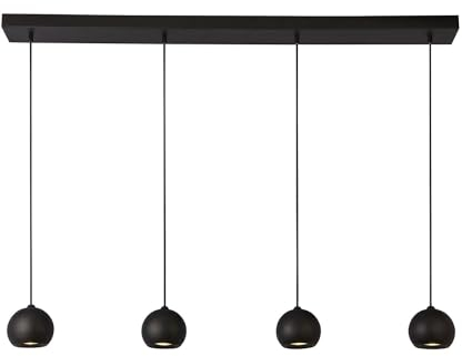 Licht-Erlebnisse Hängeleuchte Schwarz 125 cm lang H: max. 2 m groß 4-flammig GU10 Metall Retro Pendelleuchte Wohnzimmer Hängelampe Esstisch