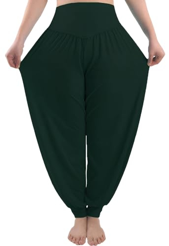 AMYTIS Haremshose Damen Lang, Sommer Einfarbig Sport Yogahose Workout Fitness Stretch Yoga Hose mit Hoher Taille für Damen Pumphose Yoga Pilates Hosen