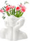 TNSLAND Blumenvase, Tulpenvase Keramikvase, 14 x 12.5 cm Blumentopf Kopf, Blumenvase Weiß, Blumentopf mit Gesicht, Aesthetic Modern Blumenvase, Vasen Deko für Wohnzimmer Tischdekoration Schreibtisch