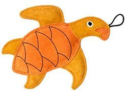 KIWI WALKER Lederspielzeug - Schildkröte - Chamäleon - Nautilus - Steinbock | Hundespielzeug (Orange, Schildkröte)