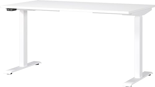 Germania Schreibtisch 7905-84, in Weiß, EL. höhenverstellb., 140 x 120 x 80 cm (BxHxT)