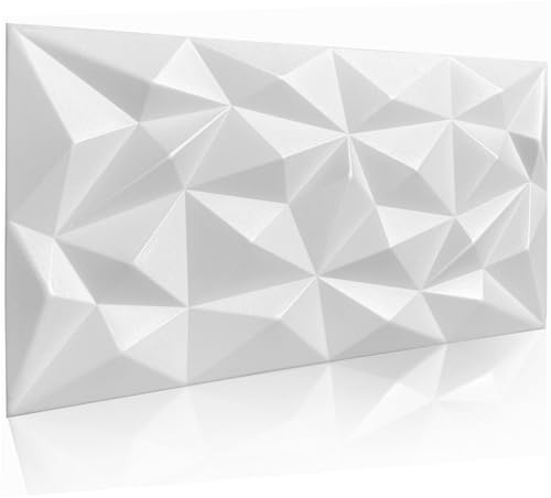 3D Paneele Polystyrol XPS Styropor – Moderne Wandverkleidung & Deckenpaneele – Wandpaneelen Leicht Flexibel 100 cm x 50cm / 12m² - 24 Stück (Weiß 03)