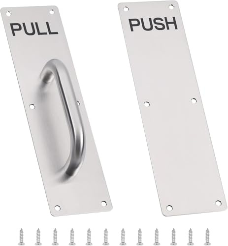 VZU 2Pcs Stainless Steel Push Pull Door Handle Heavy Duty 300x80mm | Premium stainless steel, rust-resistant, 300x80mm heavy-duty plate, push & pull dual function, pre-drilled holes, easy DIY in