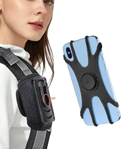 HEZEN Universeller Handyhalter für Rucksack-Gurt-Clip,360 ° drehbar und abnehmbar,Rucksack Handyhalter,Perfekt zum Wandern, Klettern usw. (Schwarz 002)