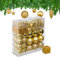 Relaxdays Weihnachtskugeln 110er Set, Kunststoff, Weihnachtsbaumdeko mit Kugeln & Lametta UVM., Christbaumschmuck, Gold