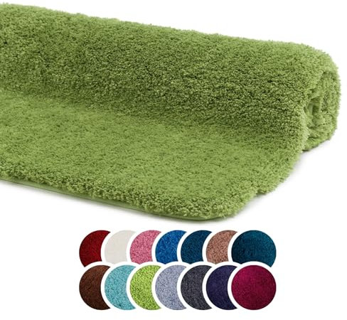 liebling Superior Badteppich mit Anti-Rutsch-Beschichtung, 100% Polyester (Mikrofaser), 50 x 70 cm, 30 Grad waschbar, Fußbodenheizung geeignet, Farbe: dunkelgrün