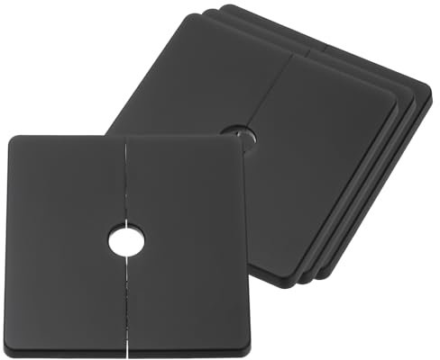 sourcing map 4Pcs ABS Plastics Square Shaped Escutcheon Plate, Wall Split Flange, 12mm Diameter Wall-Mounted Pipe Mouth Decorative Cover, Black