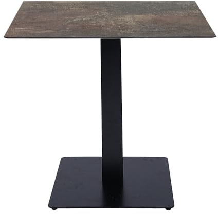 Tisch Bar Pub Restaurant Platte HPL für den Außenbereich 80 x 80 cm Metallfuß Anthrazit H 74 (Schlammschiefer)