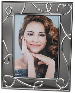 formano Fotorahmen, Bilderrahmen für Fotoformat 10x15cm Herz Silber