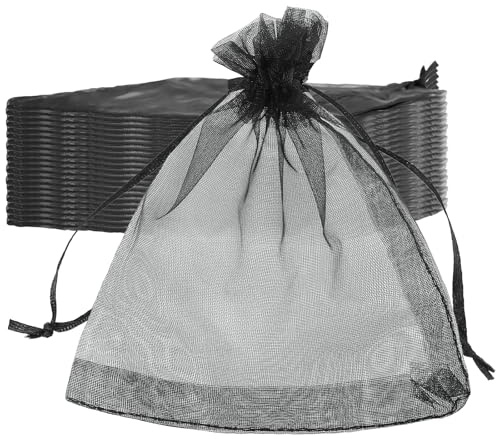 200 Stück Organzasäckchen Schwarz 9 x 12 cm Organzabeutel Klein mit Zugband | KEILEOHO Organza Beutel Säckchen Mini Schmuckverpackung, Geschenkbeutel, Dekoration, Hochzeit, Party, Aufbewahrung