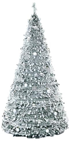Albero di Natale pieghevole – Decorazioni per albero pop-up con artificiale | Albero di Natale pieghevole, albero di Natale floccato