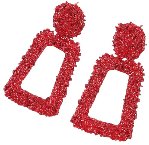 Holibanna 1par Pendientes Geométricos Rojos Dangle Para Mujeres Joyería De Moda Perfectos Para Ocasión Y Especiales