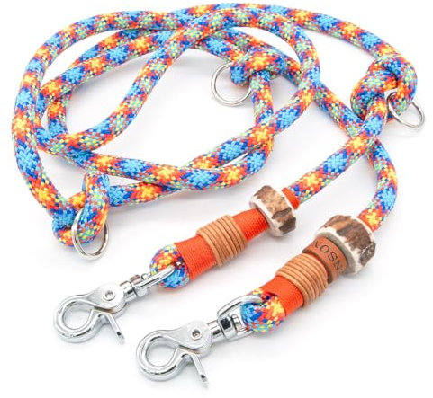 Hundeleine aus Tau | 1 cm dick | Joyful Orange | 2 m / 2,5 m / 3 m verstellbare Führleine, handgefertigtes Design, robust, für kleine & mittelgroße Hunde – bunt
