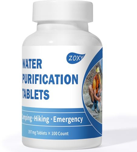 Water Tablets Purification for Drinking (100 Count) - Water Filtration System Survival for Camping, Boating, Hiking, Backpacking, Emergencies - Portable Water Treatment for Safe Drinking Anywhere