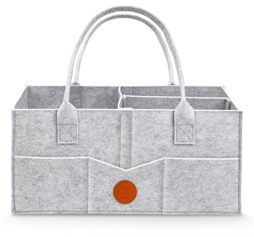 HAGOT Baby Windel Caddy Organizer, Wickeltisch Organizer, Tragbarer Wickelorganizer, Wickeltasche Organizer, Faltbarer Filztasche Organizer mit Fächern, für Feuchttücher und Babysachen