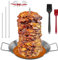 Poêle gyroscopique en acier inoxydable 304 pour four, avec 3 pointes amovibles et brosses pour tacos Al Pastor, Shawarma, kebabs, plats de barbecue