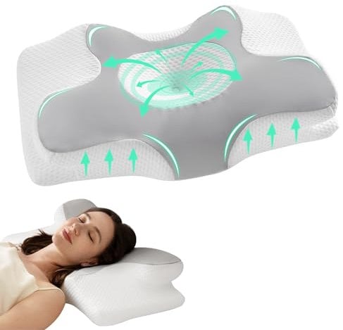 Homyrium Orthopädisches Kissen mit Memory Foam Antischnarchkissen Ergonomisches Nackenkissen Kopfkissen Nackenstützkissen für Seiten, Rücken & Bauchschläfer