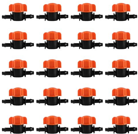 VooGenzek 20 Piezas Válvula de Control de Púas de Riego, Válvula de Cierre de Lengüeta Goteo, para 4/7mm Riego de Manguera